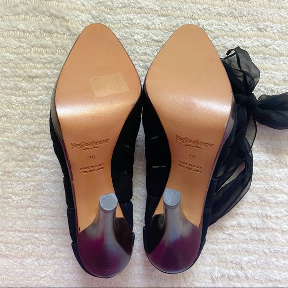 NEW YSL black suede ankle wrap pumps - Picture 10 of 14